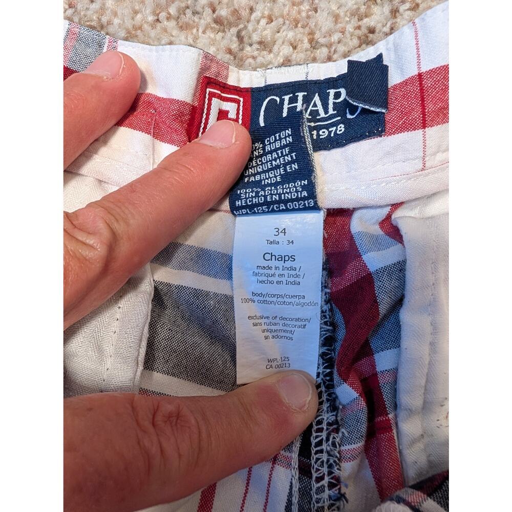 CHAPS Mens Shorts, 34, Patriotic Red, White & Blue Plaid; 4th of July; Cotton - Picture 8 of 9